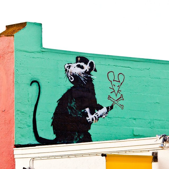 Banksy, Skull and Crossbones Rat mural