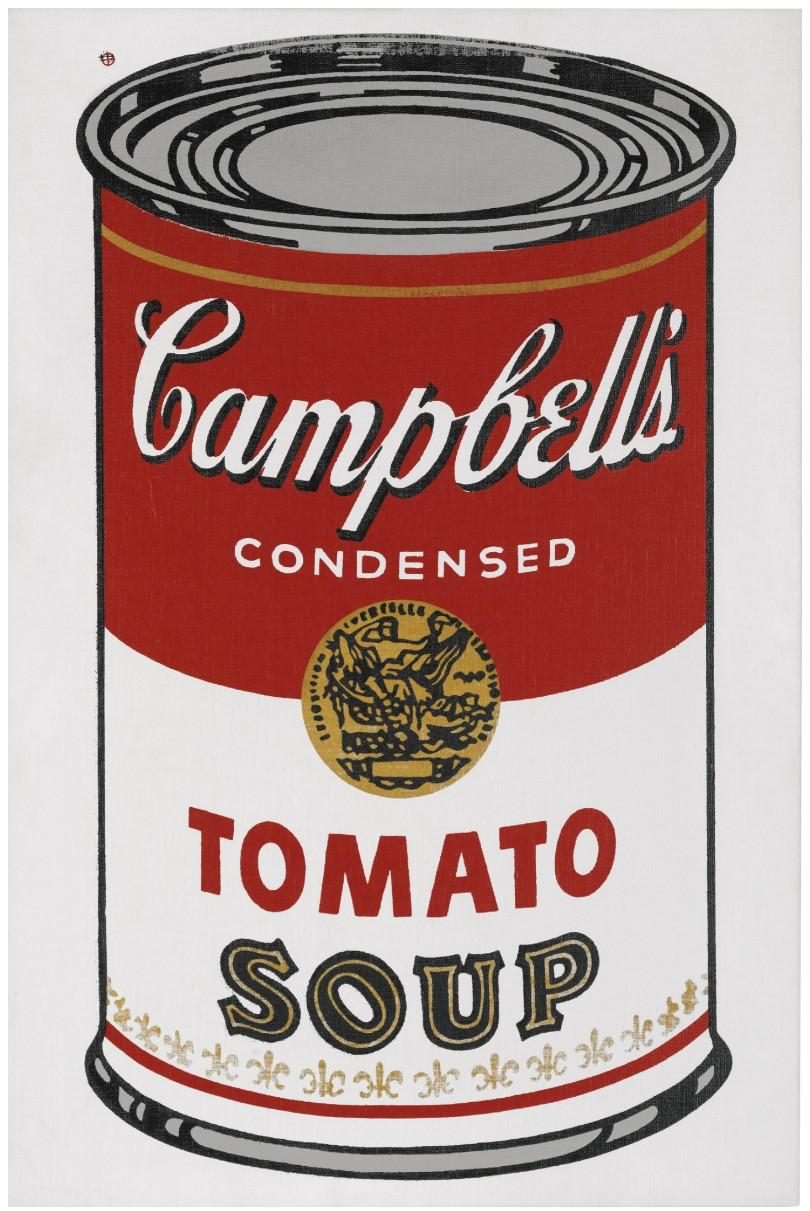 ANDY WARHOL, Large Campbell's Soup Can, 1964, Acrylic, silkscreen ink and silver paint on canvas, 36x24 inches, Sold at Sotheby's in London, on 10 February 2016 for GBP 5,133,000