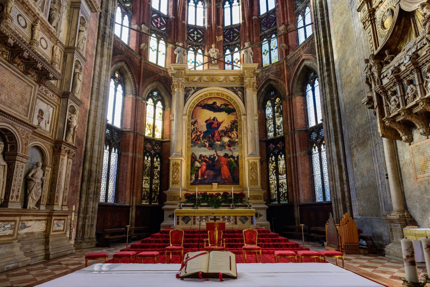 High Altar of the Frari Church in Venice with Assumption of the Virgin Painting by Titian