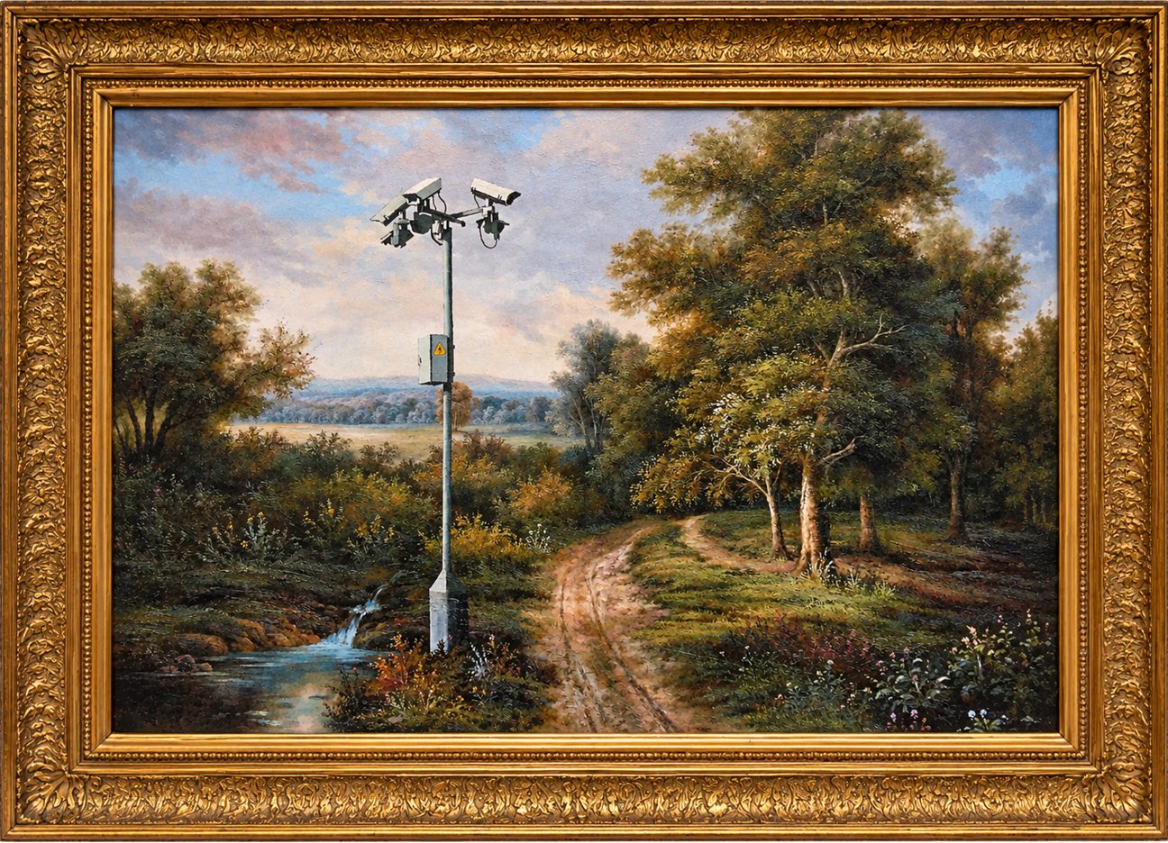 Banksy, Modified Oil #12 (CCTV Countryside), 2005