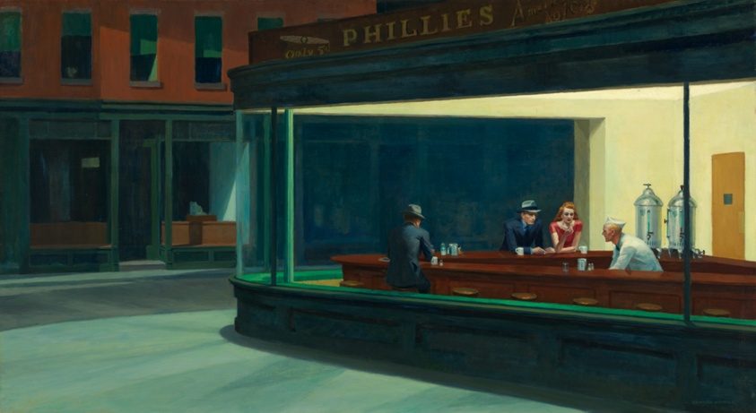 Edward Hopper (1882–1967) Nighthawks, 1942 Oil on canvas 84.1 × 152.4 cm The Art Institute of Chicago, Friends of American Art Collection, 1942.51