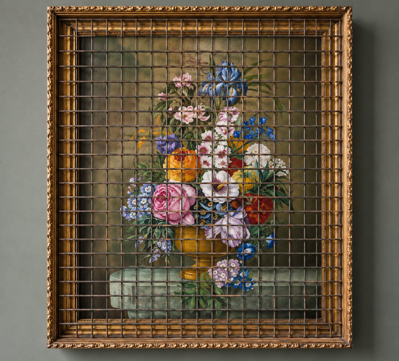 Banksy, Flowers Behind Bars, 2017