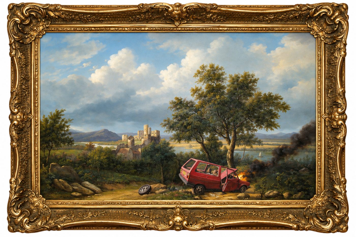Banksy, Landscape with Crashed Car, 2006
