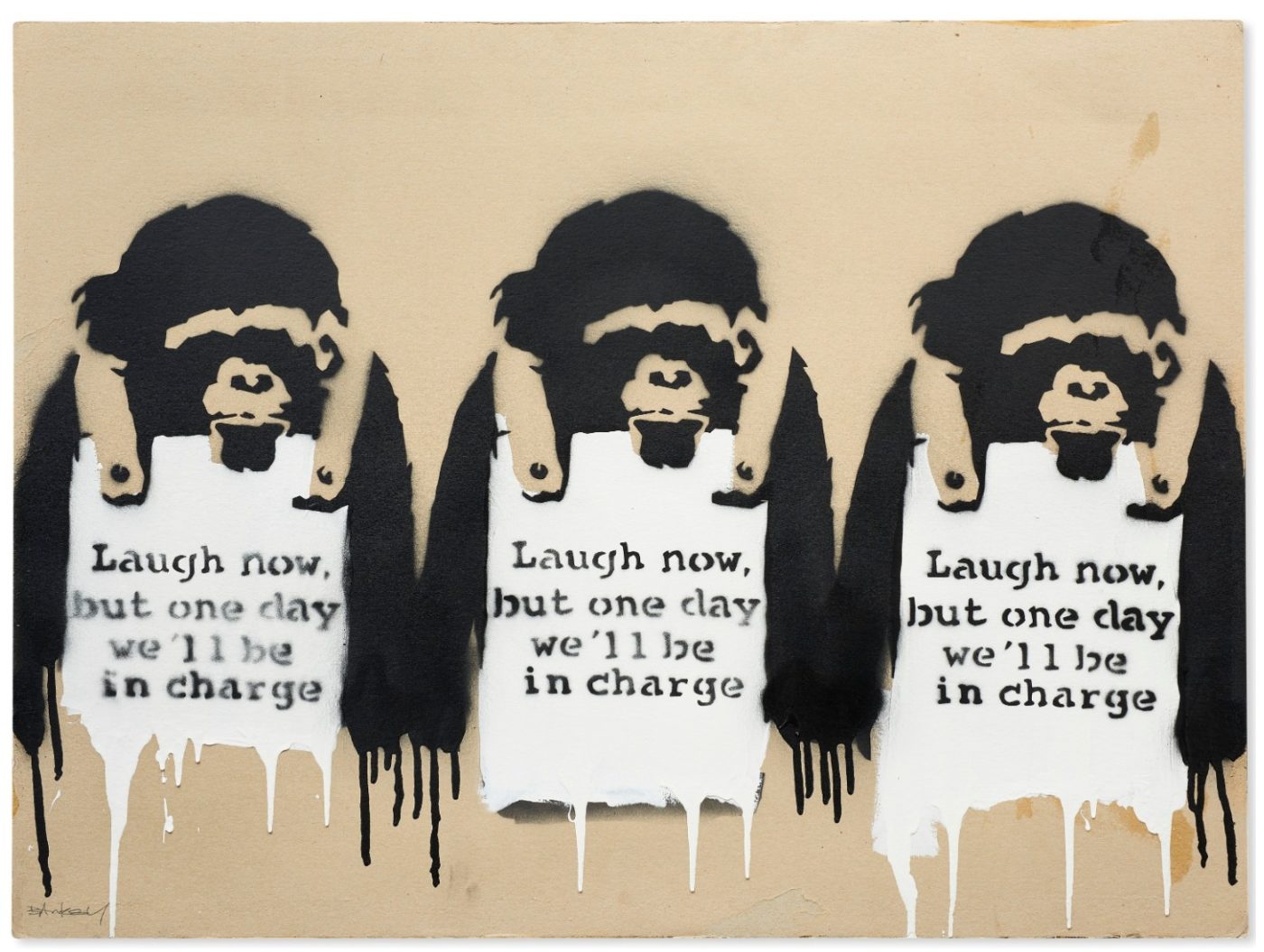 Banksy, Laugh Now But One Day We'll Be In Charge, 2002