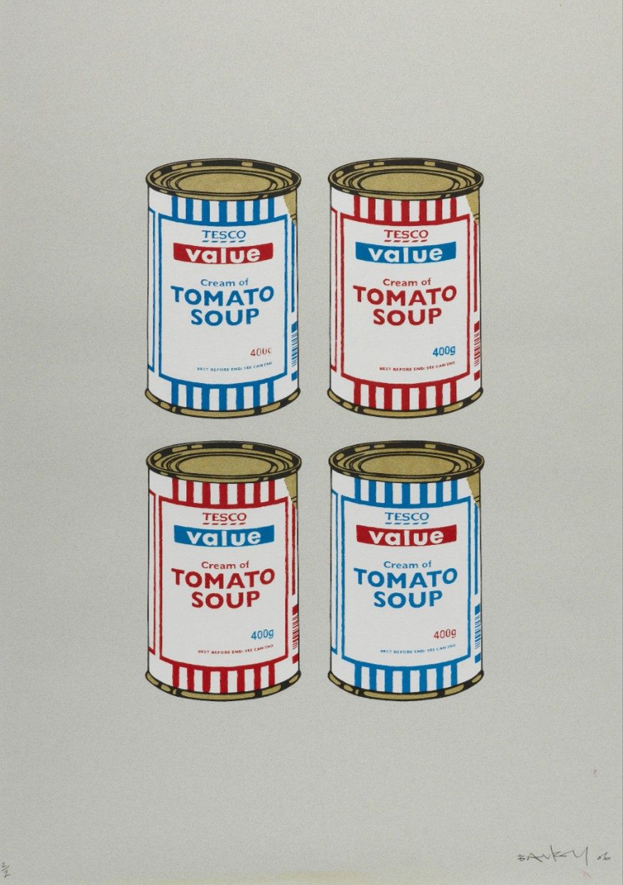 Soup Can (Blue and Red on Grey)